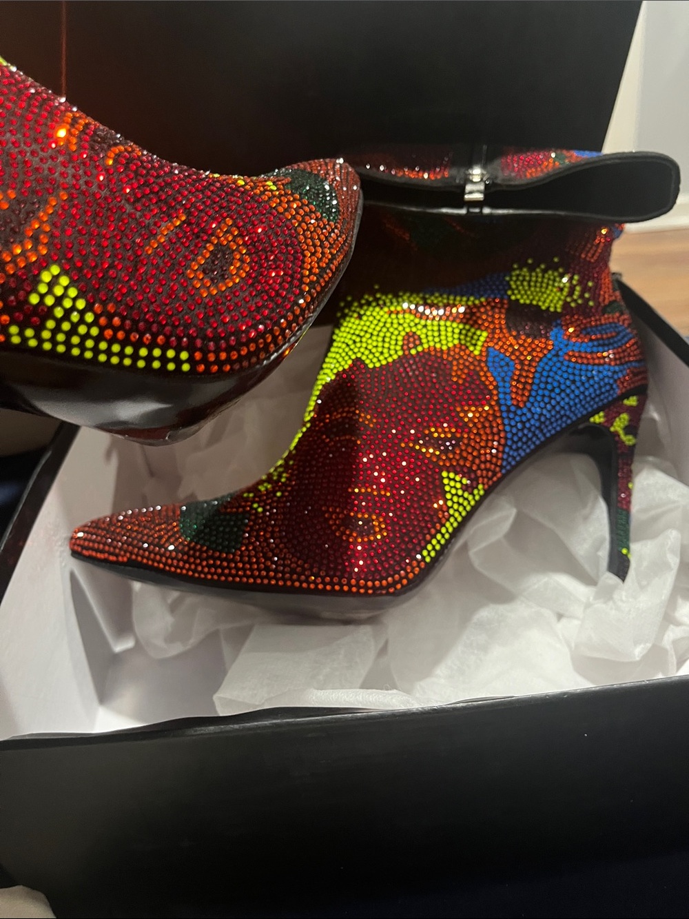 Multicolor Rhinestone Stiletto Ankle Boot - Picture 4 of 4